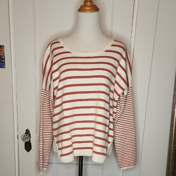 Madewell Cotton Wool Blend Striped Red and White Sweater - Picture 1 of 4